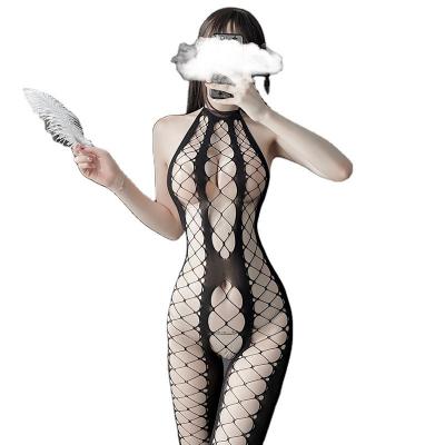 China Hot sexy sexy netting lace hanging neck underwear hollowed-out open socks net fun clothing stockings for sale