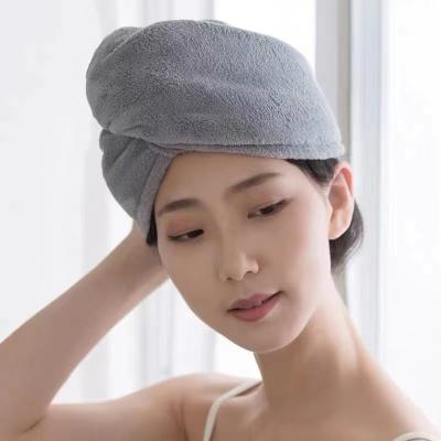 China 2022 Viable Ultra-fine Cotton Dry Hair Towel Wrapped Super Absorbent Twist Scarf Dry Hair Hat Belt Fast Button Tying Dry Hair Hat for sale