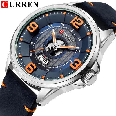 China CURREN 8305 automatic men's watches brand leather strap watch high quality business fashion date top luxury quartz wristwatch for sale