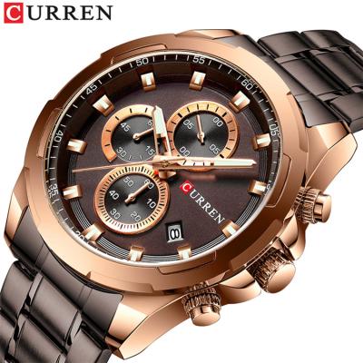 China CURREN 8354 Chronograph Man Wrist Watch Waterproof Sport Men Watch Army Military Top Brand Luxury Gold Stainless Steel Male Watch for sale