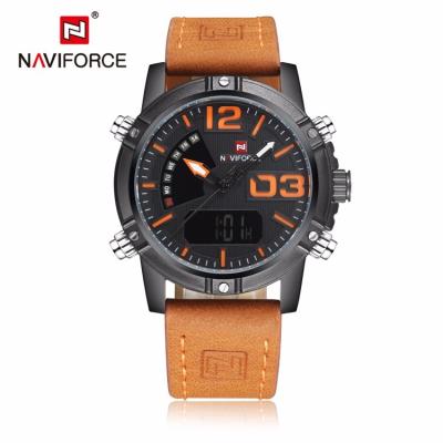 China NAVIFORCE 9095 Day/Date Mens Fashion Sport Watches Relogio Masculino Quartz Analog Date Clock Man Leather Military Waterproof Watch Men for sale