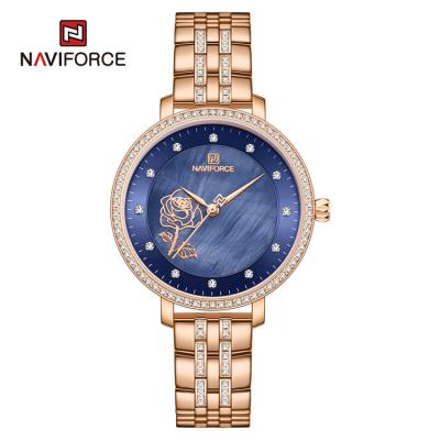 China NAVIFORCE 5017 Water Resistant Fashion Diamond Ladies Wristwatches Rose Gold Stainless Steel Women Quartz Watches Brand relogio feminino 2020 for sale