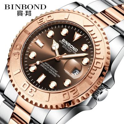 China BINBOND Day/Date Top Brand Luxury Men Watches Stainless Steel Watch Quartz Calendar Business Luminous Waterproof Wristwatch Reloj Hombre for sale