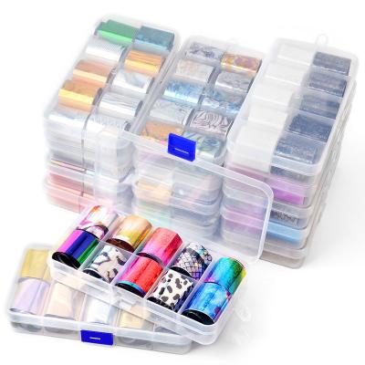 China 500 Styles Designer Luxury Brand Name Logo Nail Art Transfer Foil Durable Roll Paper For Nails for sale