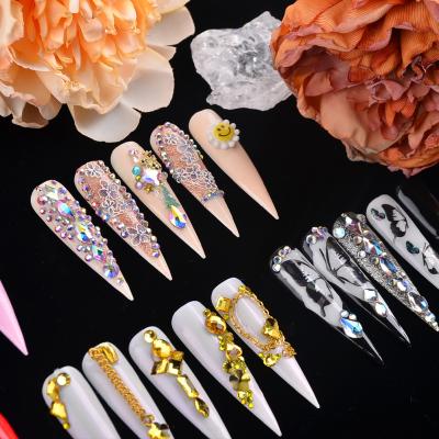 China Flexibility Custom Design Hand Made False Nails Fakenail XXL Rhinestones Crystal Press On Nails With False Nail Artifical Nails for sale