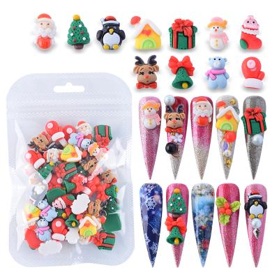 China Easy Apply Nail Art Designs Charm Decorations Nail Diy Supplies 3D Accessories Merry Christmas Resin Pack for sale