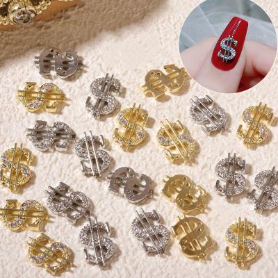 China New Design Durable Silver Dollar Sign Rich Style Nail Art Charms Stickers Decals For Nails for sale