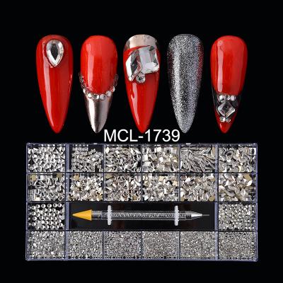 China Wholesale Flat Back Crystal Finger Nail Art Stone Fake Stones Bulk Box For Nail Art Decoration for sale