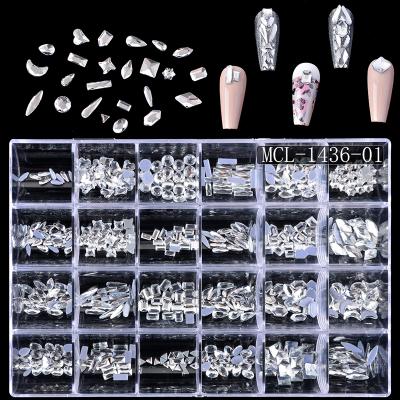 China For Nail Beauty Hot Sale 24 Styles Per Nail Box Crystal Rhinestone Flatback AB Glass Nails for sale