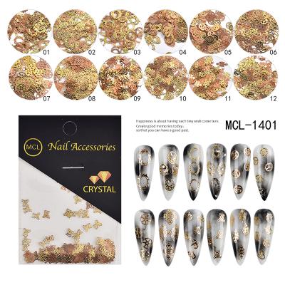 China 12 styles 2020 new products 12 designs gold glitter sequins nail art accessories for nailing suppliers for sale