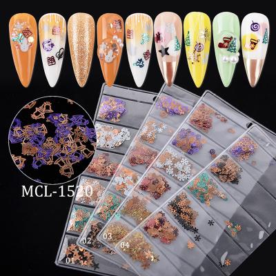 China Easy To Apply Hot Sale Christmas Nail Decals Glitter Accessories For Nail Art Decoration for sale