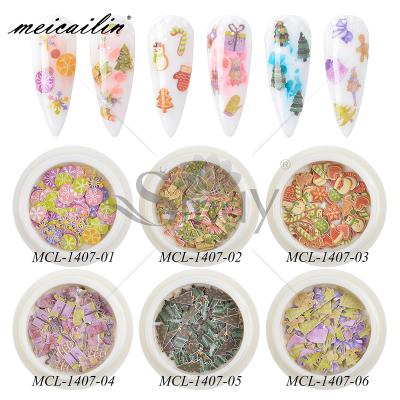 China 6 2020 Colorful 3D Styles New Arrival Christmas Decoration Nail Sequins Nail Arts Glitter for sale