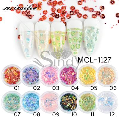 China Newest Nail Art Decoration Wholesale 12 Colors 3D Sunflower Shape Nail Sequins For Nail Art Decoration for sale