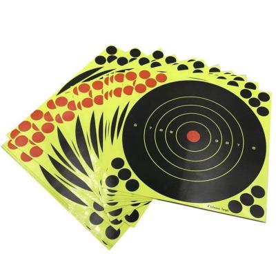 China 8 Inch Splatte Fluorescent Yellow Reactive Self Adhesive Shooting Targets With Fluorescent Yellow for sale