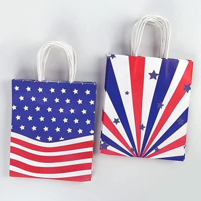 China Gift & Craft Pafu Fourth of July Theme Paper Bag Independence Day Decoration Packaging Paper Bags with Handle for sale