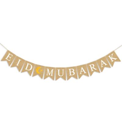 China Home Decor Pafu Ramadan Decoration EID Decoration Banner EID MUBARAK Banner EID MUBARAK Burlap Banner for sale