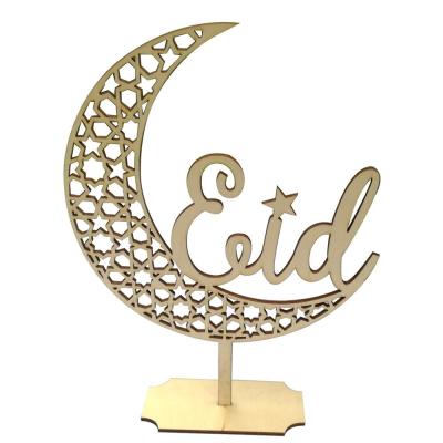 China Home Wooden Star Moon Eid Ramadan Decorations Eid Decor Table Ornament for sale