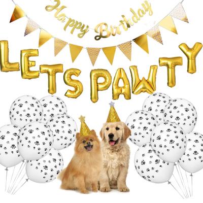 China Birthday Decoration PAFU Dog Birthday Party Supplies Happy Birthday Banner Leaves Balloon Birthday Pawty Hat for sale