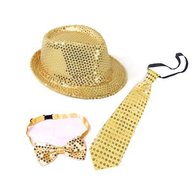 China Sequin Fedora Hat Necktie New Year Party Set for sale