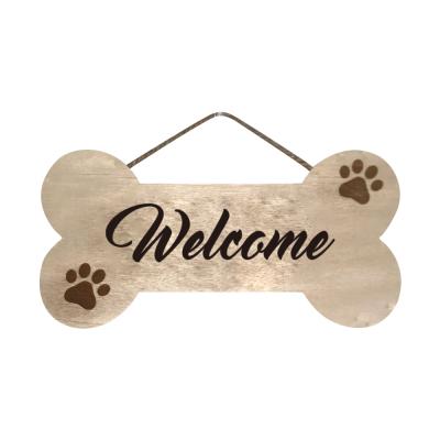 China China PAFU Front Decorative Door Dog Bone Shape Wooden Welcome Sign for sale