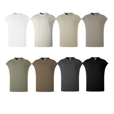 China Parride Knitted Fashion Europe Clothes Plus Size Custom Logo Printing Blank 100% Cotton Plain Single Sports Golf Men's Sleeveless Shirt for sale