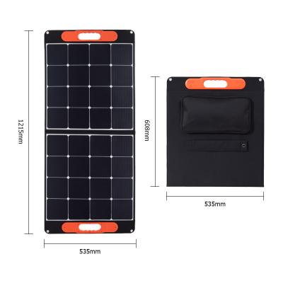 China Flexible Folding Solar Panel System 100W Solar Panel Bag High Efficiency Sunpower Cells Collapsible Bag for sale