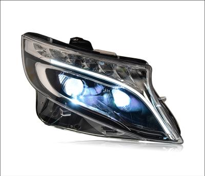 China 2016-2019 ABS+PC Headlight For Mercedes-Benz VITO Headlights LED DRL Running Lights Bi-Xenon Beam Lights Angel Eyes for sale