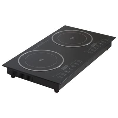 China RV 110V Induction Cooker Double Mills 2 Burner High Power Tempered Glass Induction Stove for sale