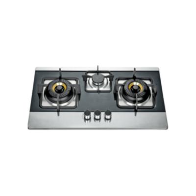 China Hotel triangle gas cooker top 3 burners LG NG gas cooktop free standing glass stove for sale