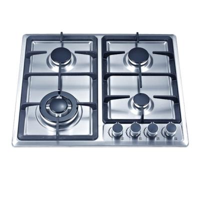 China Hotel NG LPG Gas Cooker Stainless Steel Panel Built in Commercial Cast Iron Gas Cooker 4 Burners Gas Hob Stove for sale