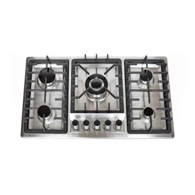 China Hotel Stainless Steel Gas Burner Built-in 5 Stoves Natural Gas Cooktops Cooker for sale