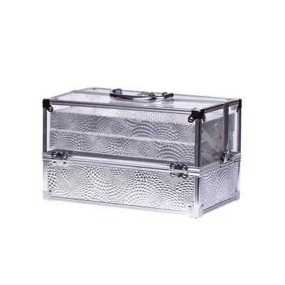 China NATIONAL Clear Clear Cosmetics Case Acrylic Aluminum Hairdressing Carry Case Makeup Organizer for sale