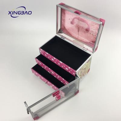 China Normcore/minimalist makeup kits for girls cosmetic makeup box kits makeup for girls lace acrylic cosmetic case for sale