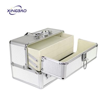 China Aluminum Jewelry Box Professional Cosmetic Makeup Case Nail Beauty Case Train Fashion Storage Box Aluminum Case for sale