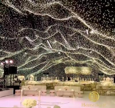 China 2024 Nueva llegada cortina de estrellas de bodas blanca cálida doble piso techo a prueba de fuego pared cortina de luces en venta