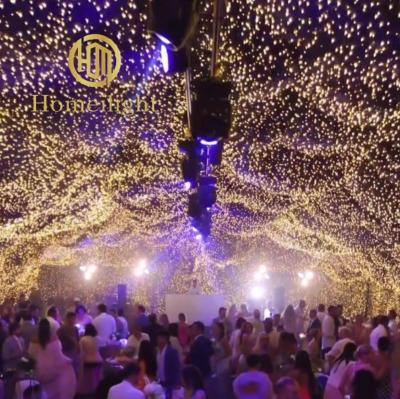 China Flexible Foldable Curtain Double Decker Velvet Warm White Sky Wedding Ceiling Cloth Curtain for sale