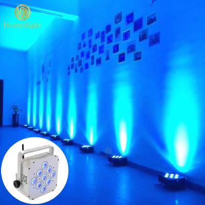 China 9x18W DMX DJ inalámbrico de luz de boda 6in1 9*18W RGBWAUV DJ LED Par luz control remoto en venta