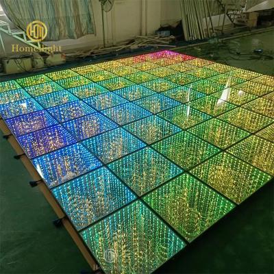 China 3D Mirror Golden Starry Infinity Portable Wedding LED Dance Floor for sale