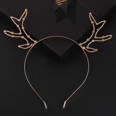 China Party Banner Fashion Engaged Women Three Colors Shiny Christmas Metal Rhinestone Antler Headband Hair Accessories for sale