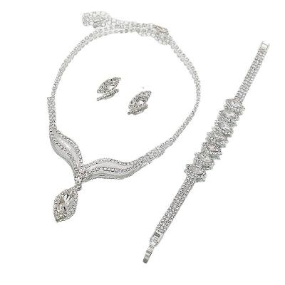 China CLASSIC Sparkle V Shaped Rhinestone Crystal Wedding Earring And Necklace Set for sale