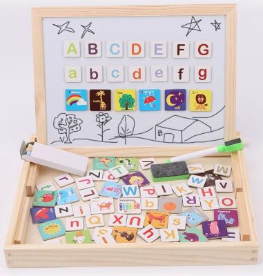 China Eco-Freindly Diverse Wooden Jigsaw Puzzle Double Sided Magnetic Jigsaw Educational Drawing Easel for sale