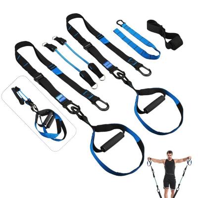 China Wellshow Portable Sports Bodyweight Resistance Training Kit 2 in 1 Trainer Fitness Suspension Straps Training with Exercise Band Home Gym for sale