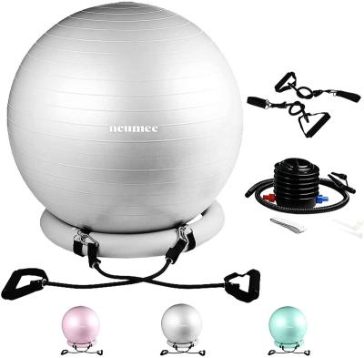 China Wellshow Sport Fitness Round Ball With Stainless Steel Bar Pilates Yoga Ball Office Chair Anti - Burst Balance Ball for sale