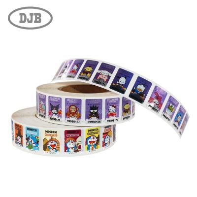 China Waterproof custom small size label roll printing, serial number label roll, cartoon sticker roll for sale