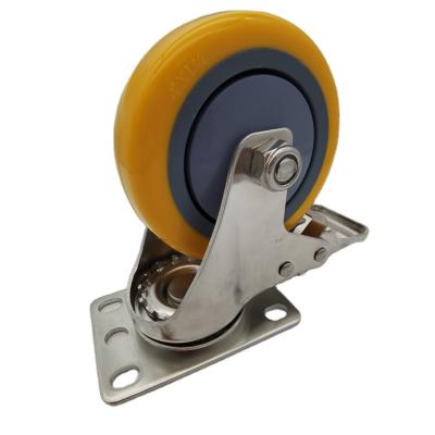 China Polyurethane wear-resistant middle directional universal mute wheel caster wheel stainless steel industrial caster wheel for sale