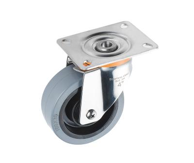 China Durable/High Load Capacity/3/4/5 Inch Heavy Duty Gray Rubber Casters Wheel Custom Stainless Plate High Capacity 220lb Low Noise Industrial for sale