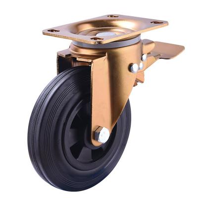 China Wholesale Durable 8inch Waste Bin Caster , Rubber Plate Wheels With Snap , Heavy Duty Waste Bin Caster for sale