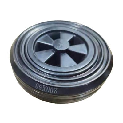 China High Quality Low Noise Factory Industrial Waste Bin Caster Wheels 8inch Black Rubber Caster Wheel For Garbage Bin for sale