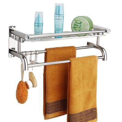 China BRIEF Cheap Bathroom 50cm Two Layers OEM Polish Wall Mount Rack Towel Racks Stainless Steel Stainless Steel Towel Rack Towel Hooks Wall Mount Rack for sale