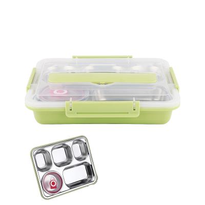 China Bento Box Student Large Capacity Water Heatable Injection Dish Portable 304 Stainless Steel Lunch Box for sale